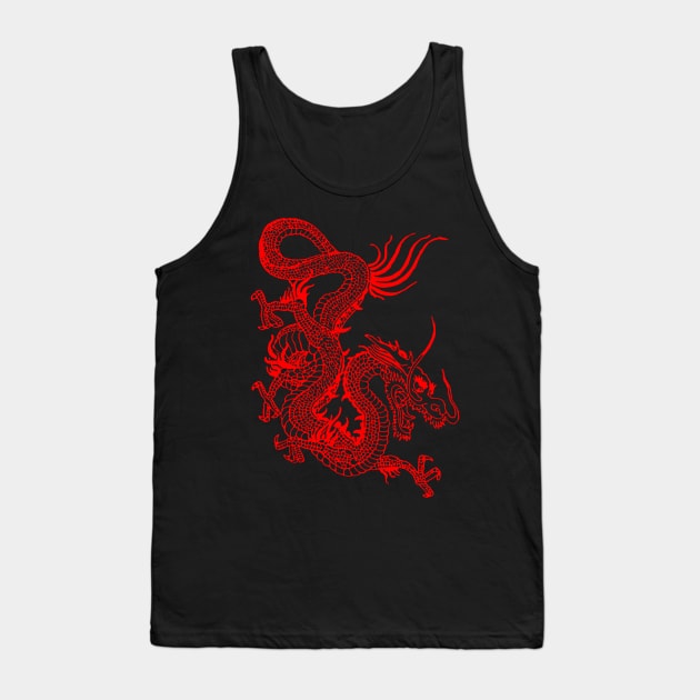 Red Chinese Dragon Beast Tank Top by arkaj